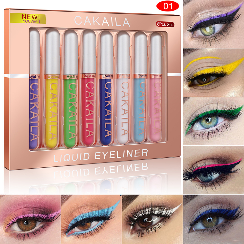Waterproof Liquid Eyeliner Pen - 8-kleuren set waterdichte eyelinerpennen langdurige glitter