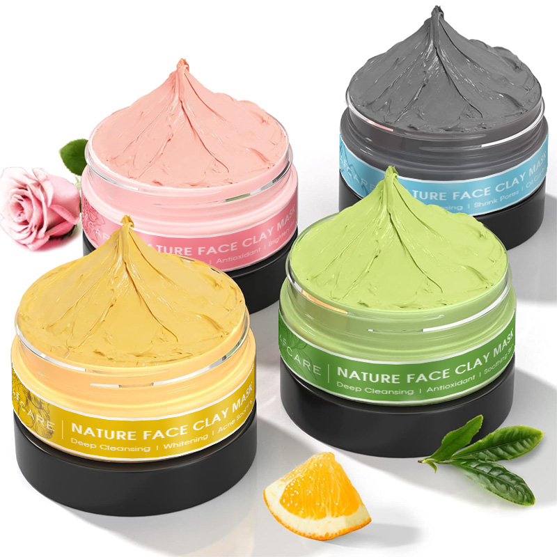 Green Tea Cleansing Clay Mask - 4-delige klei gezichtsmasker set kurkuma vitamine