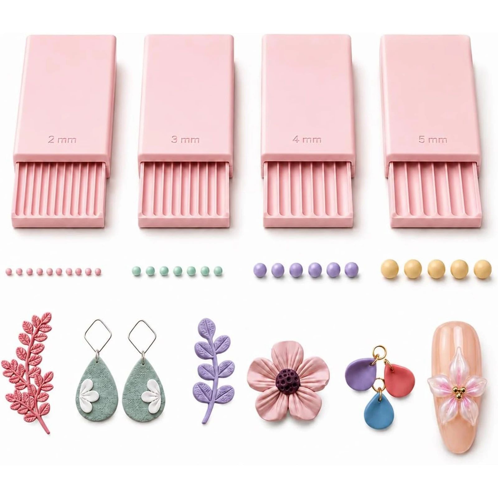 Nail Art - 4-delige 3D-print klei gelballetjes maker tool,