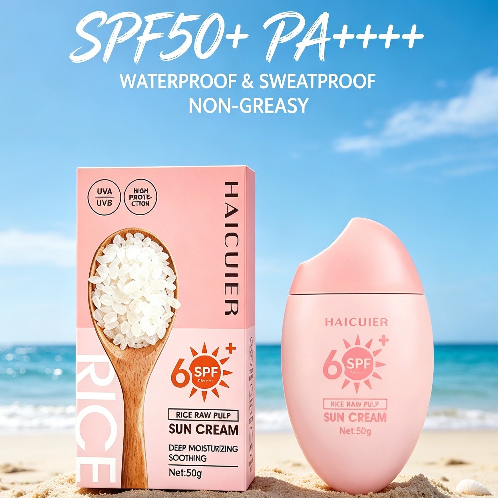 Spf 50 Waterproof Sunscreen - SPF50+ Zonnebrandcrème Rijst Rauwe Pulp Hydraterende