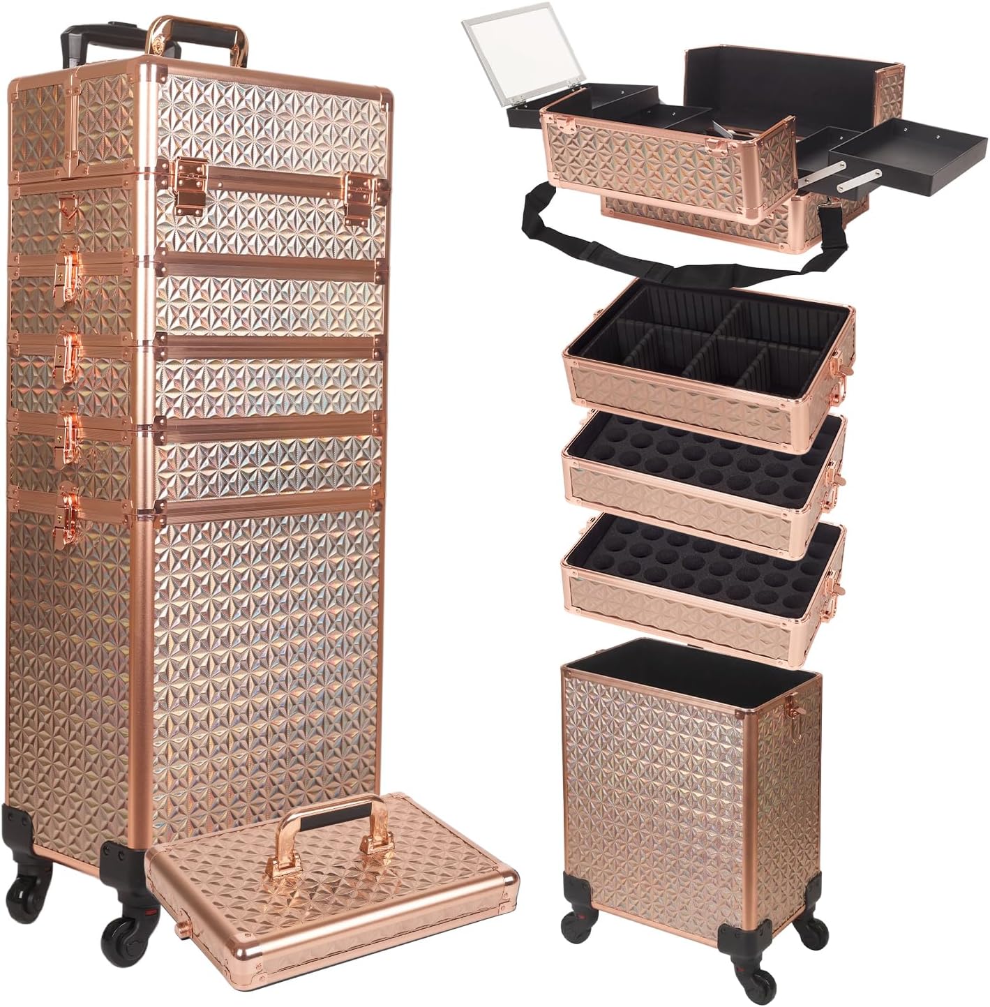 Makeup - Professionele rollende make-up koffer, grote cosmetica-organizer
