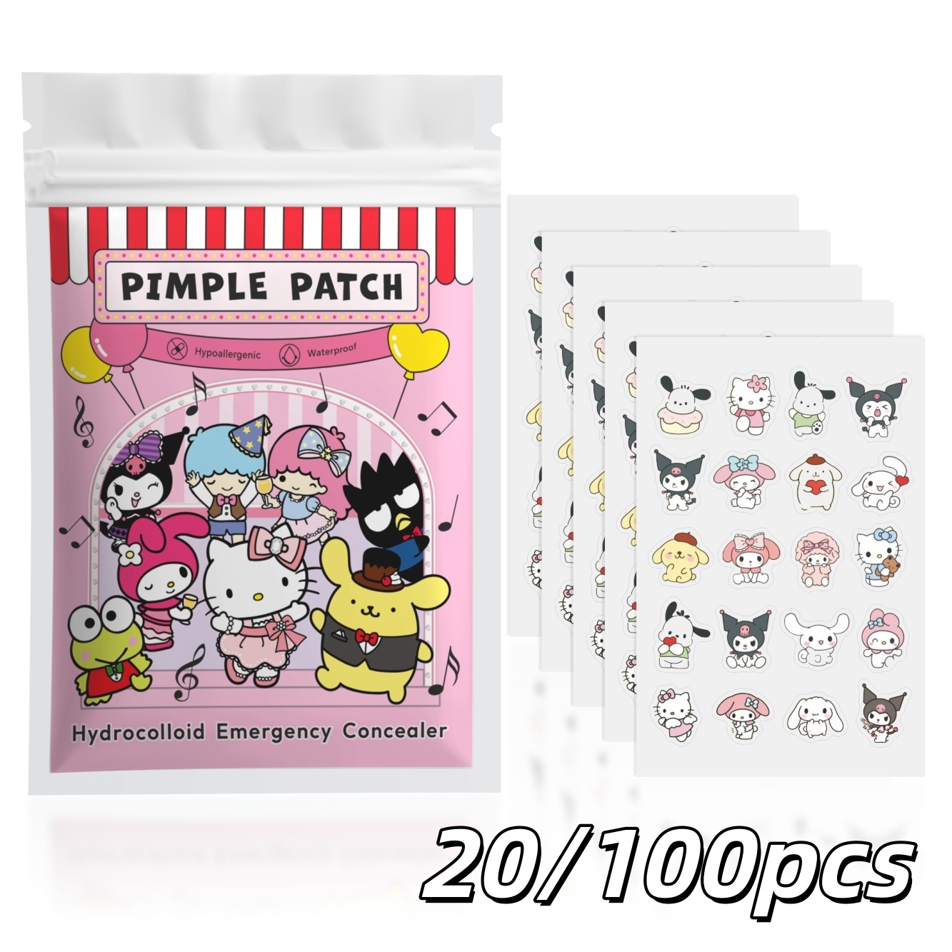 Hydrocolloid Pimple Patch - 20/100 stuks Hello Kitty Hydrocolloïde Puistpleister