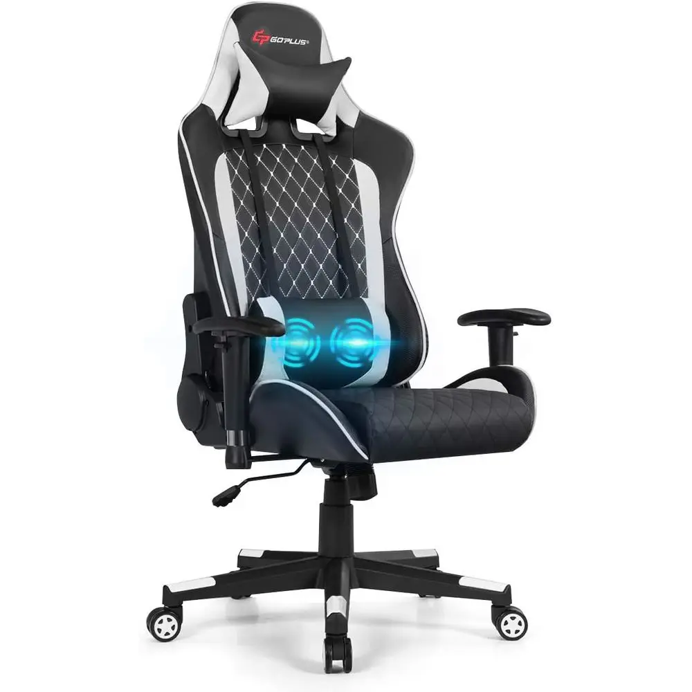 Massage - Ergonomische verstelbare gamingfauteuil met massage, lendensteun,