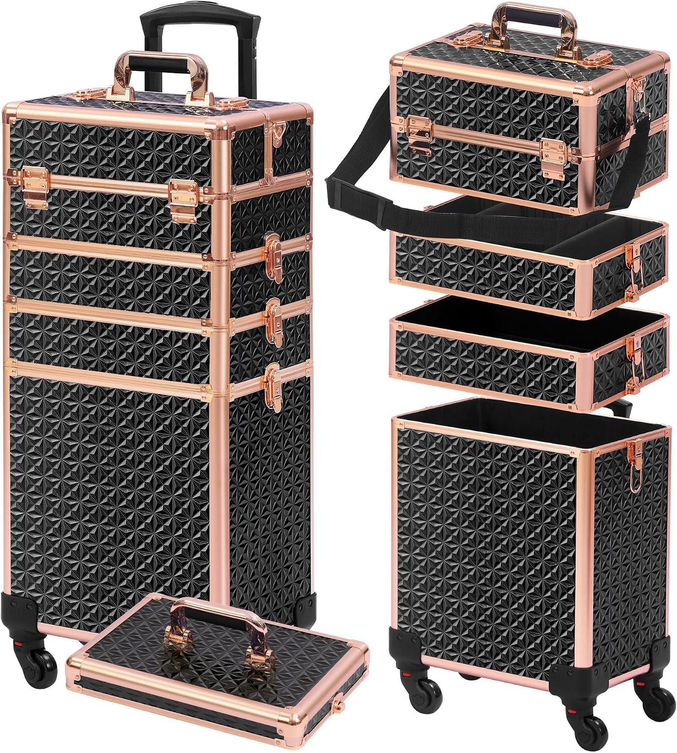 Makeup - Rollende make-up koffer met deksel, 5-in-1
