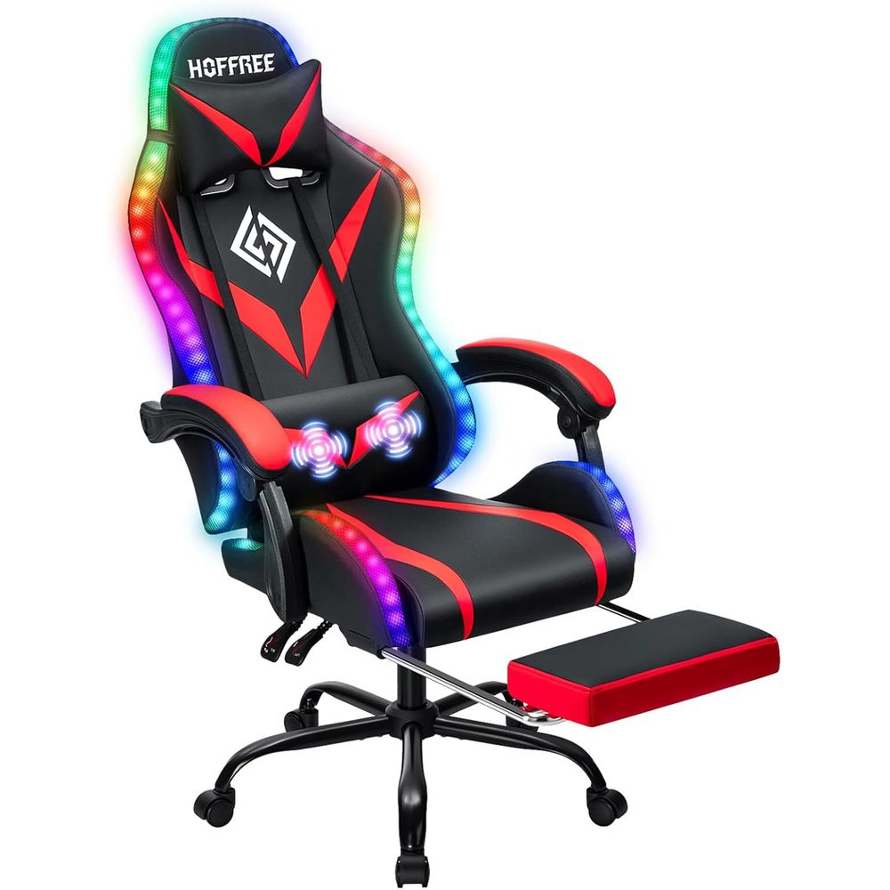 Massage - Ergonomische gamingstoel met hoge rugleuning, massage,