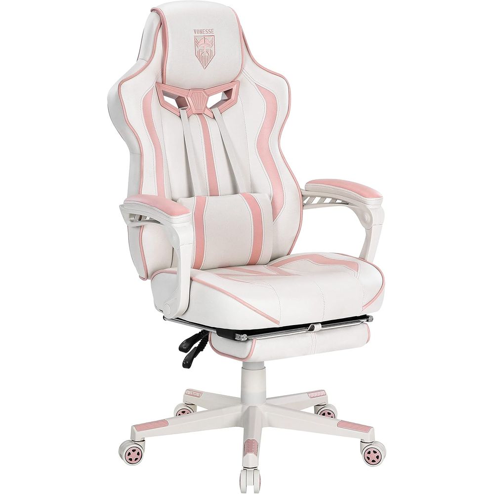 Massage - Ergonomische gamingstoel met hoge rugleuning, voetsteun