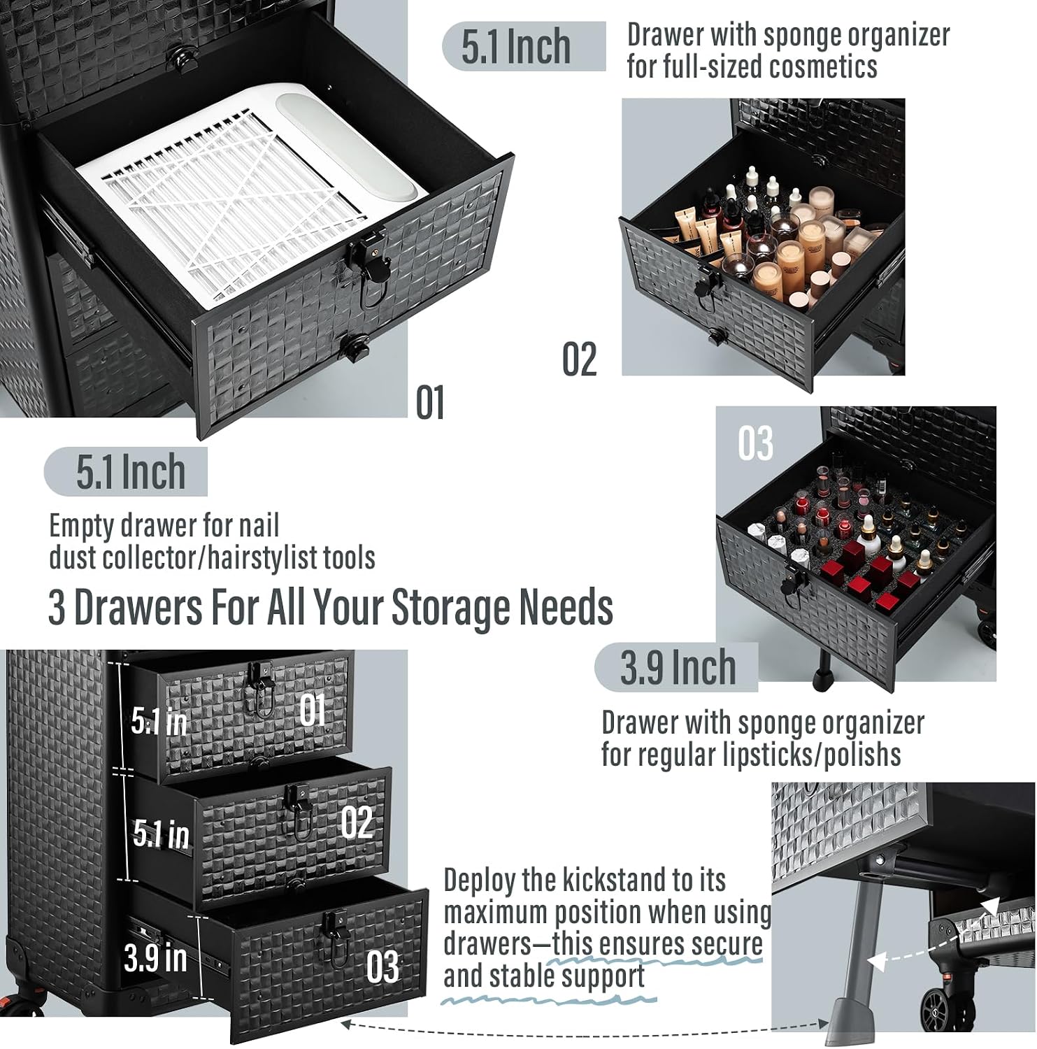 Rollende salonkar met 3 laden, - Makeup recensie en prijs