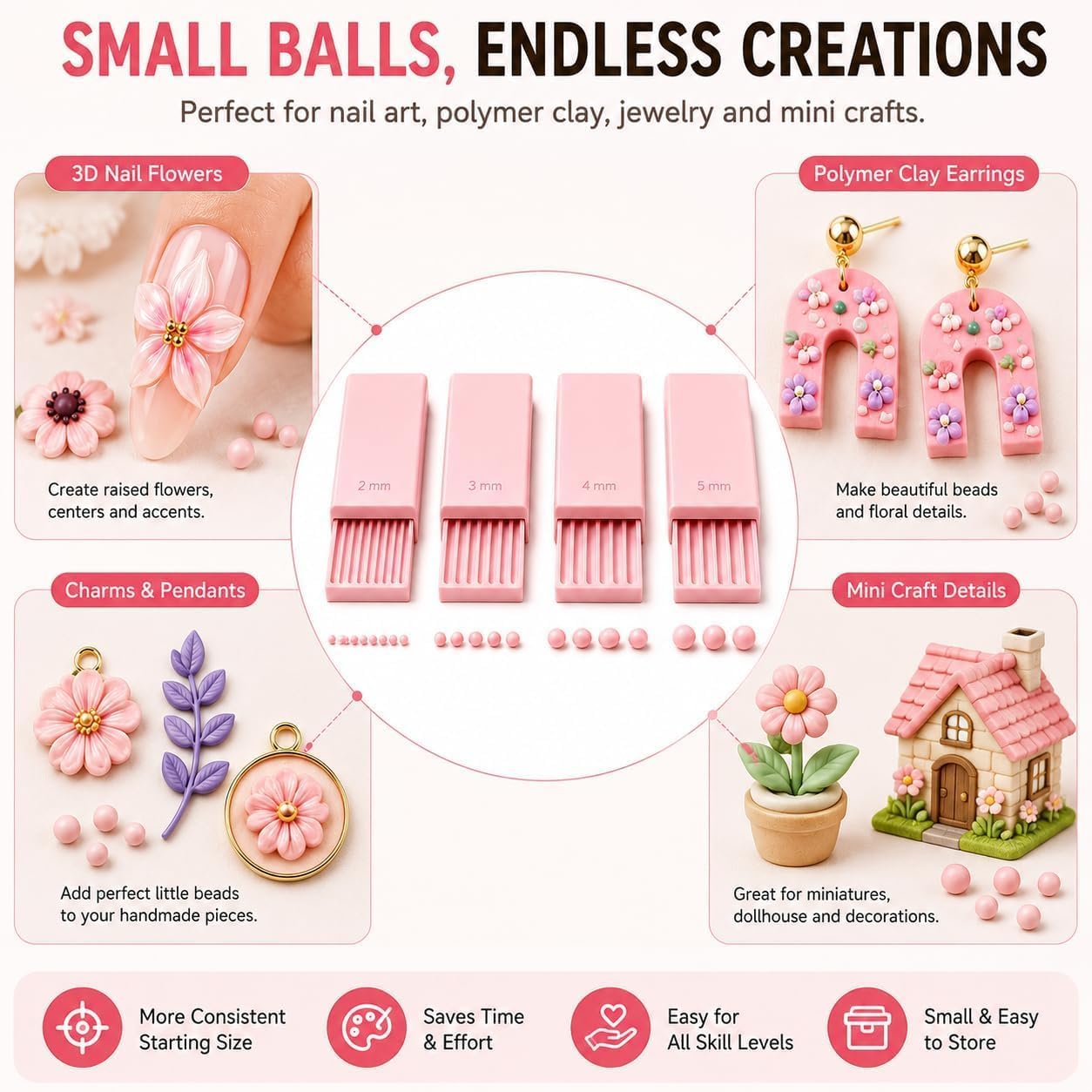 4-delige 3D-print klei gelbal  - Nail Art recensie en prijs