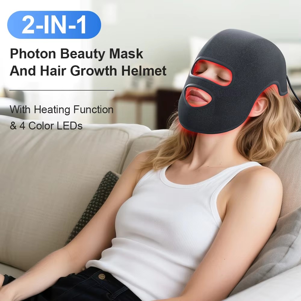 4 Kleuren LED Hoed & Gezichtsm - Led Light Therapy Face Mask recensie en prijs