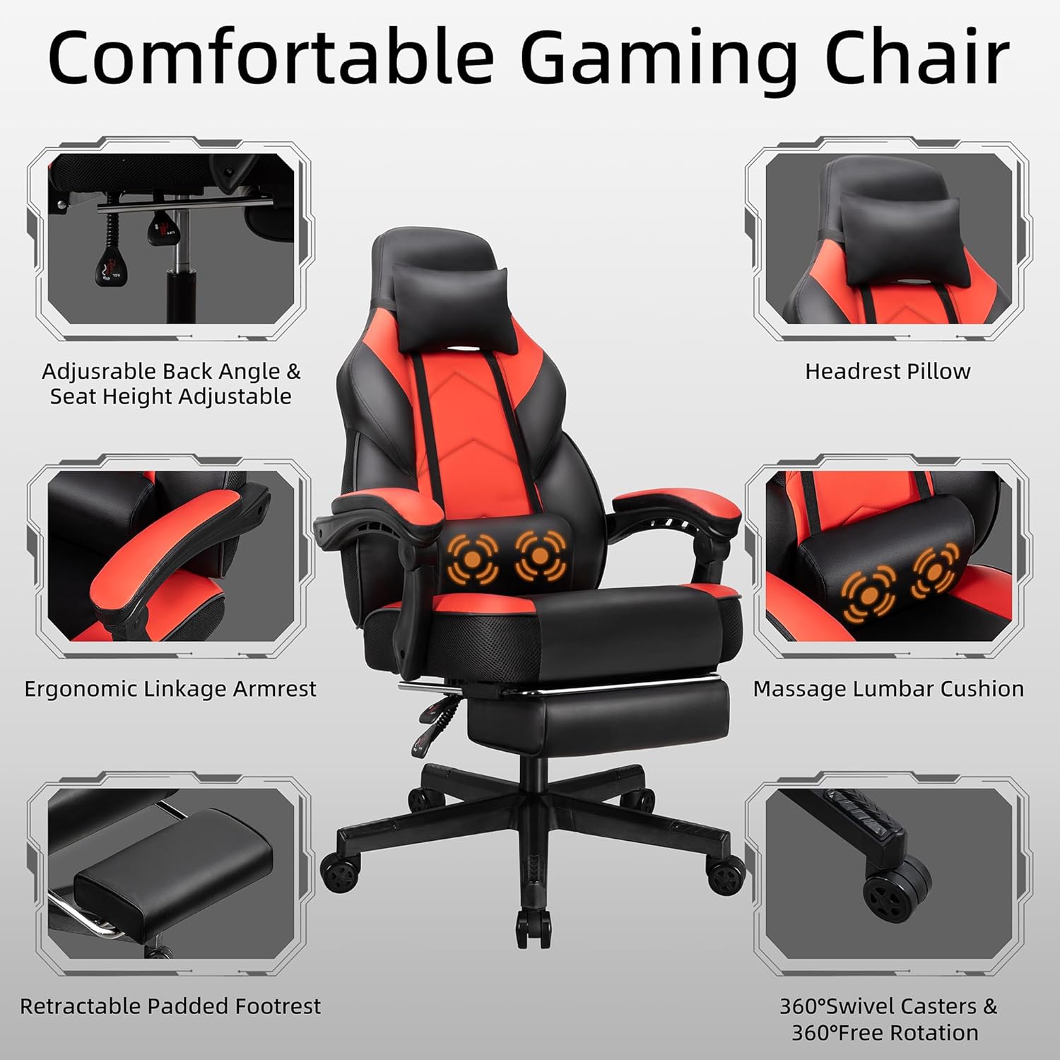 Gamingstoel met voetensteun, m - Massage recensie en prijs