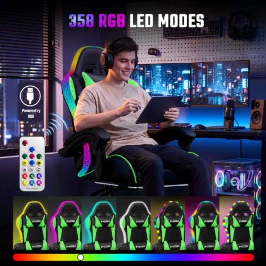 RGB gamingstoel met voetensteu - Massage recensie en prijs